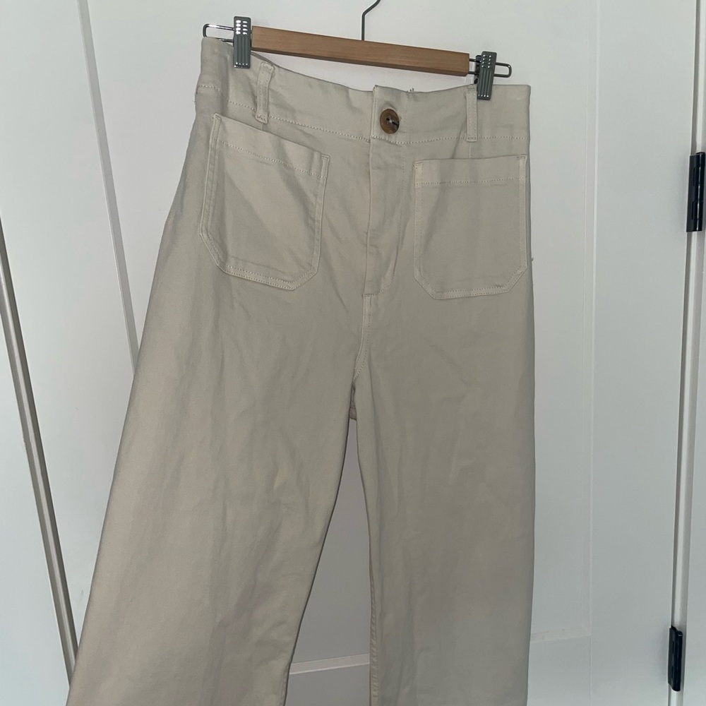 Maeve Colette Wide Leg Crop in Ivory 31T - Picture 2 of 9